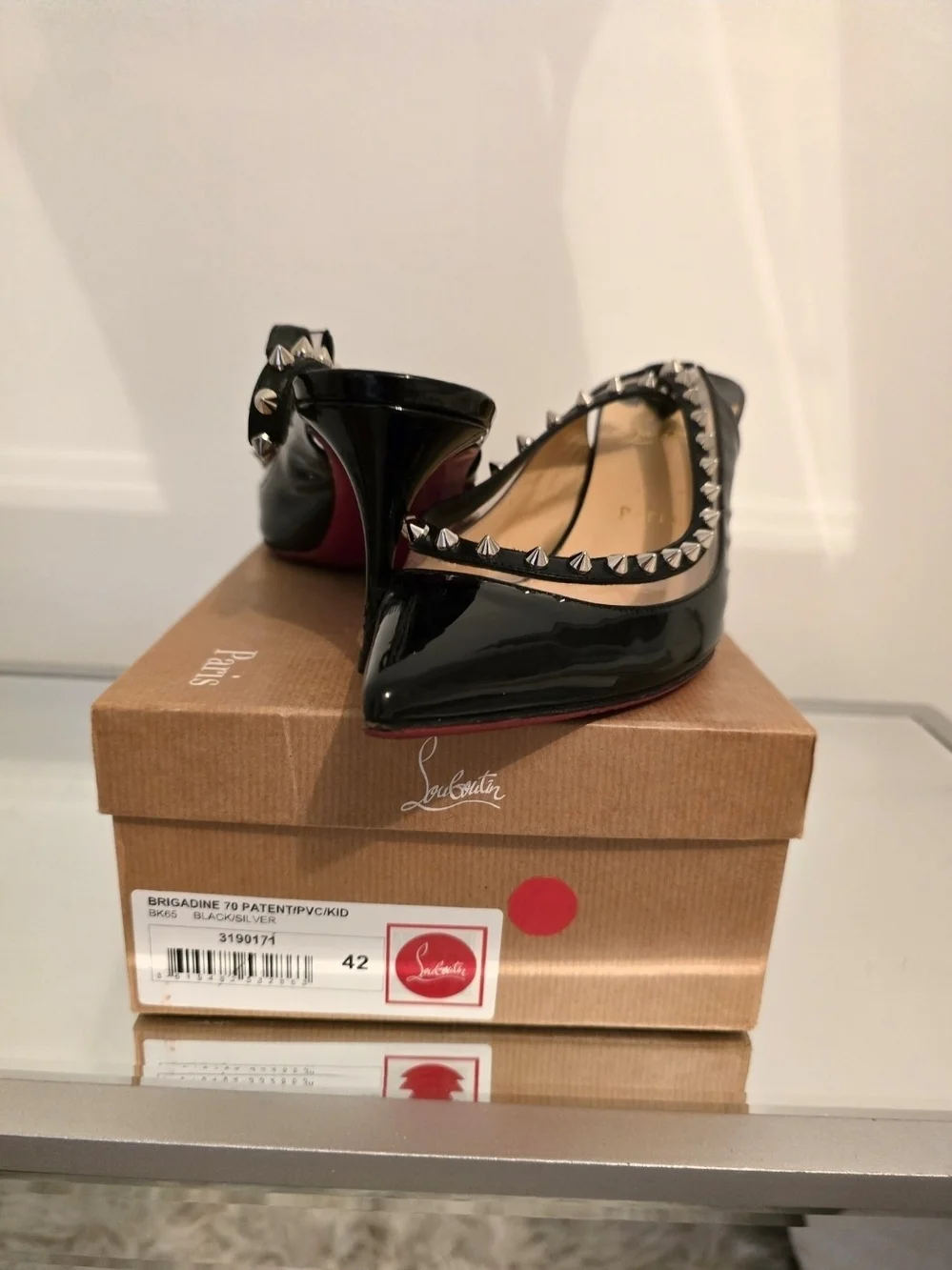 Christian Louboutin Pointed Toy Stud Slingback 70 Size 42 Us 10 AUTHENTIC